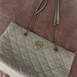 Michael Kors Cream Quilted Tote Bag